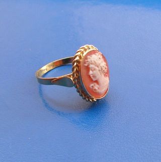 ANTIQUE/VINTAGE ART DECO 925 SILVER ITALIAN SHELL CAMEO RING SIZE 7 Woman 8