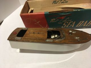 TOY WOOD BOAT SEA BABE DRAGON FLEET LINE VINTAGE BATTERY OPERATED BOAT 2