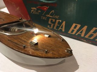 TOY WOOD BOAT SEA BABE DRAGON FLEET LINE VINTAGE BATTERY OPERATED BOAT 3