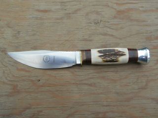 Vintage Pontus Holmberg Eskiltuna Knife with Stag Grip Handle and Sheath 3