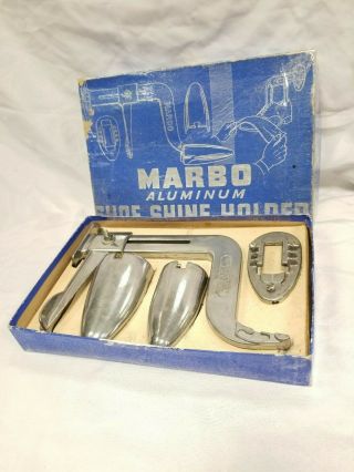Vintage Marbo Shoe Shine Holder Aluminum Wall Mount Complete Usa Chicago