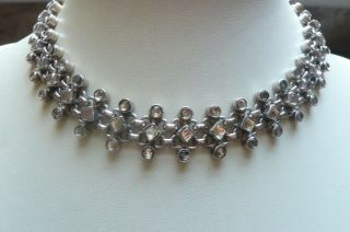 Heavy Vintage Paste And Silver Necklace 76 Grams