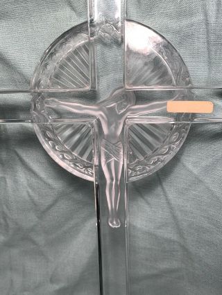 Rare Lalique Art Glass Christ On The Cross 12.  5 Tall France artist signed 12012 11