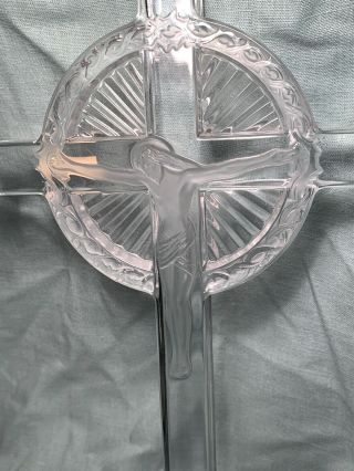 Rare Lalique Art Glass Christ On The Cross 12.  5 Tall France artist signed 12012 12
