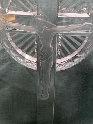 Rare Lalique Art Glass Christ On The Cross 12.  5 Tall France artist signed 12012 2