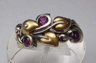 Barbara Bixby Sterling Silver/18k Gold Ruby Gemstone Vine Ring - Size 8.  5