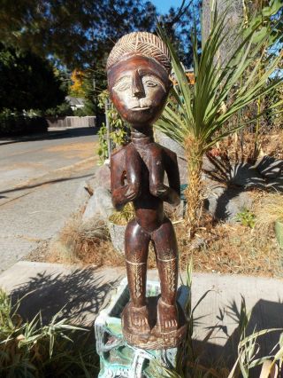 Vintage,  African,  Ivory Coast,  Wood Carving,  Tall (20 Inch),  Female Effigy
