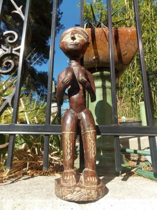 VINTAGE,  AFRICAN,  IVORY COAST,  WOOD CARVING,  TALL (20 INCH),  FEMALE EFFIGY 3