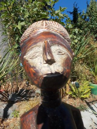 VINTAGE,  AFRICAN,  IVORY COAST,  WOOD CARVING,  TALL (20 INCH),  FEMALE EFFIGY 6