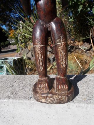 VINTAGE,  AFRICAN,  IVORY COAST,  WOOD CARVING,  TALL (20 INCH),  FEMALE EFFIGY 7
