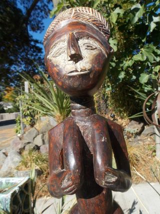 VINTAGE,  AFRICAN,  IVORY COAST,  WOOD CARVING,  TALL (20 INCH),  FEMALE EFFIGY 8
