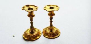 Antique Ormolu Gold Plated Candlesticks Circa 1890,  S 1 1/2 " Tall