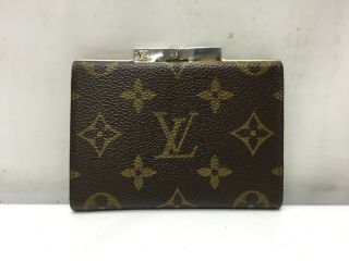 Auth Louis Vuitton Monogram Kiss Lock Coin Case Vintage Rare 9d240230n