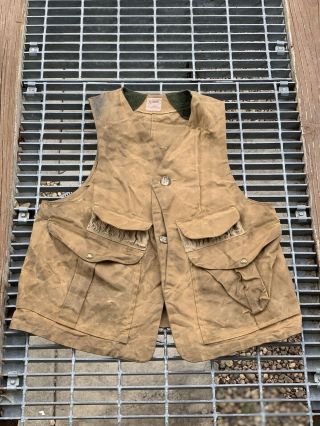 Vintage Filson Tin Cloth Style 31 Hunting Shooting Vest Tan Fits Size Large