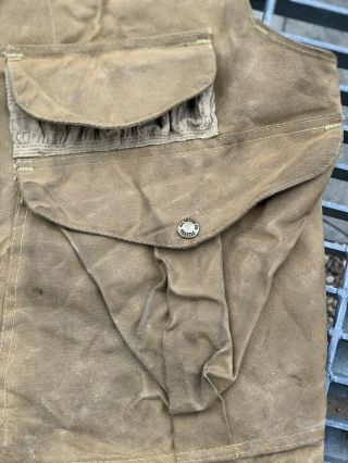 Vintage Filson Tin Cloth Style 31 Hunting Shooting Vest Tan Fits Size Large 5