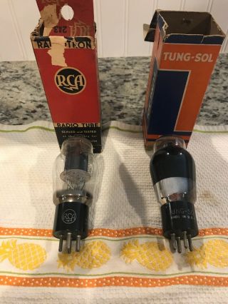 Vintage Rca 2a3 Black Plate Tube And Tung Sol Tubes With Boxes.