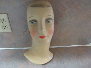 Vintage Art Deco Flapper Girl Half Shell 13 " Composition Mannequin Head
