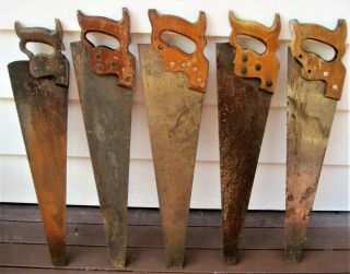 5 Vintage Saws 3 Disston (2) D - 7 ' s,  (1) D - 23 & (1) Superior Warranted,  1 Unknown 7