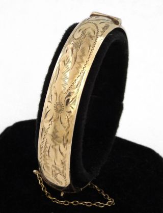 Birks - Antique / Vintage Engraved Gold Filled Hinged Bracelet