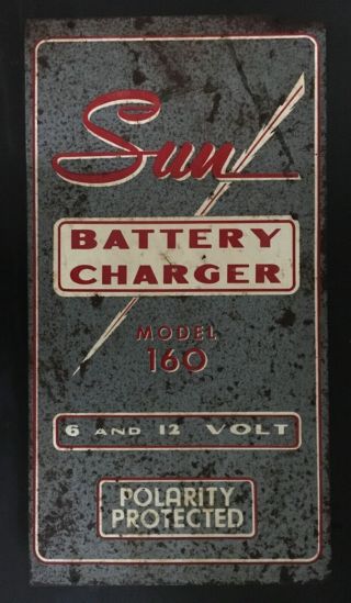 Vintage Collectible Sun Battery Charger Model 160 6 And 12 Volt Cover Sign