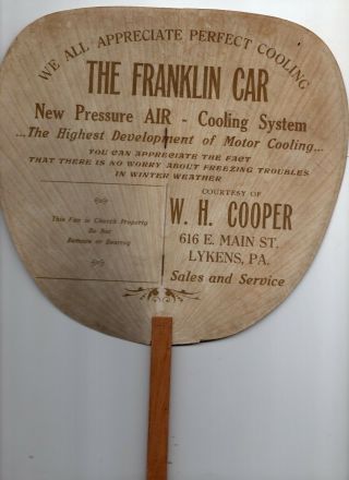 Vintage Franklin Car Advertising Fan