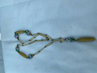 Deco Era Early Plastic And Millefiori Glass Bead Flapper Necklace
