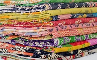 Of 5 Vintage Handmade Kantha Quilts Reversible Throws