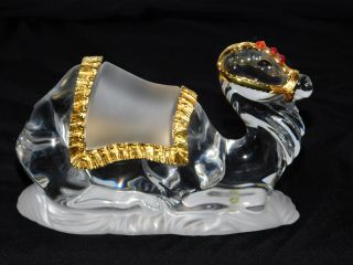 Vintage Gorham Crystal Clear Glass Nativity Scene Camel 24k Gold Plate Figurine