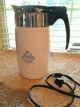 Vintage Corning Ware 10 Cup Electric Coffee Pot P - 80 Blue Cornflower