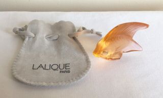 Vintage Lalique Signed Crystal Frosted Figure Peach Glass Fish