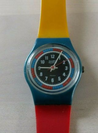 Fun 80s Swatch Watch Red,  Blue,  Yellow,  Pre - Owned By Ultimate 80s Fan
