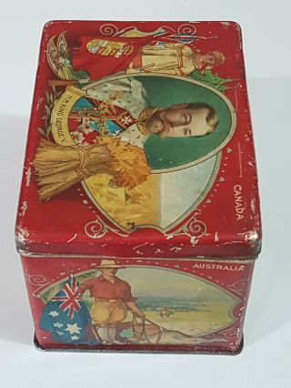 Rare Vintage Ridgways Tea Tin King George Queen Mary Prince Of Wales England 4
