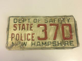 Vintage Hampshire State Police Highway Patrol Trooper License Plate