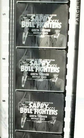 35mm Three Stooges SAPPY BULL FIGHTER B & W Movie Film Theater Vintage 1957 2