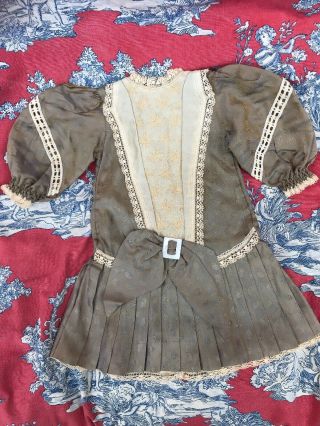 A Great Vintage Silk Jacquard Dress For A French Or German Antique Doll