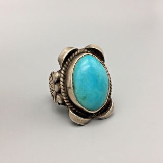 Vintage Turquoise And Sterling Silver Ring - Size 10