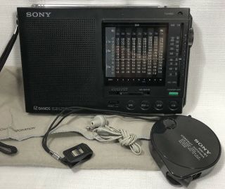 Sony Icf - 7601 Radio 12 - Band Receiver Fm/mw/sw Analog Portable Vintage Antenna