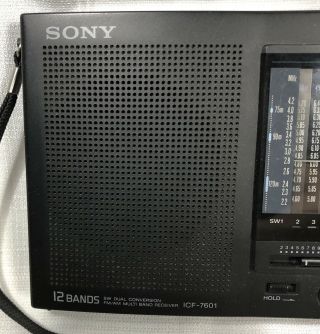 Sony ICF - 7601 Radio 12 - Band Receiver FM/MW/SW Analog Portable Vintage Antenna 6