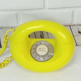 Vintage Donut Phone Bright Yellow Western Electric Rotary Dial Telephone Prop