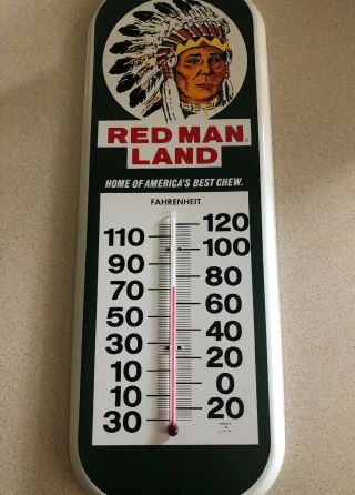 Red Man Chewing Tobacco,  Vintage Thermometer Advertisement,  NOS 2