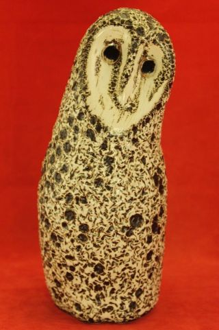 Vintage Pigeon Forge Pottery 7¼ " Owl Figurine Black White Lava Glaze Ferguson 1