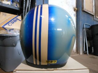 Vintage Shoei Medium Stripe Blue Pearl Open Face Motorcycle Helmet DS D - 3 D - 3A 5