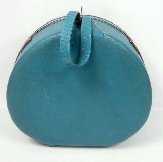 Vintage Samsonite Shwayder Round Hat Box 18 " Diameter Suitcase - Bluish Turquoise