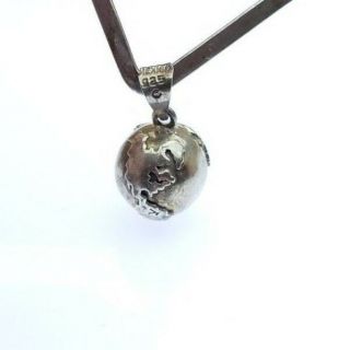 Vintage Sterling Silver 925 Signed Ms Mexico Harmony Bell Chime Globe Pendant