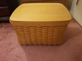 Rare Find Longaberger 1999 File Basket And 2 Protectors And Wooden Lid