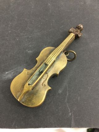 Vintage Miniature Figural Violin Shaped Pocket Striker Lighter -