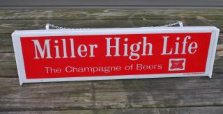 Vintage Miller High Life Champagne of Beers Hanging Lighted Sign Great 2
