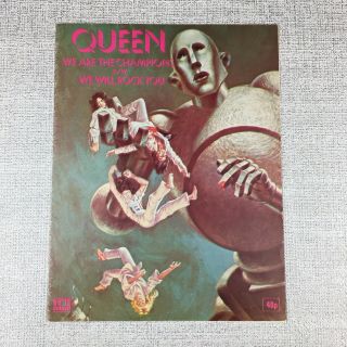 Queen - Official Vintage We Are The Champions/wwry Sheet Music - U.  K (1977) Rare