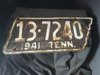 1941 Tennessee License Plate Vintage Antique Ford Chevy Man Cave Ww2 Plymouth