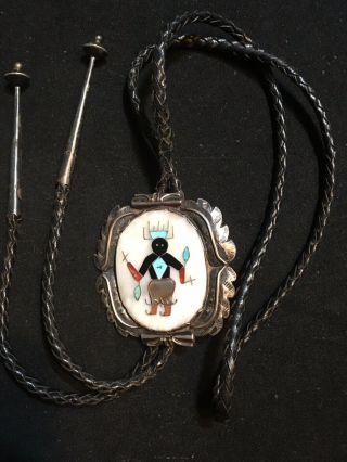 Vintage Bennett Large Sterling Silver And Mother Of Pearl Bolo.